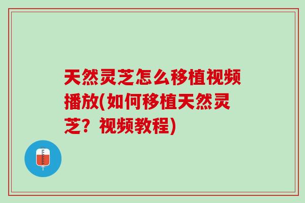 天然灵芝怎么移植视频播放(如何移植天然灵芝？视频教程)