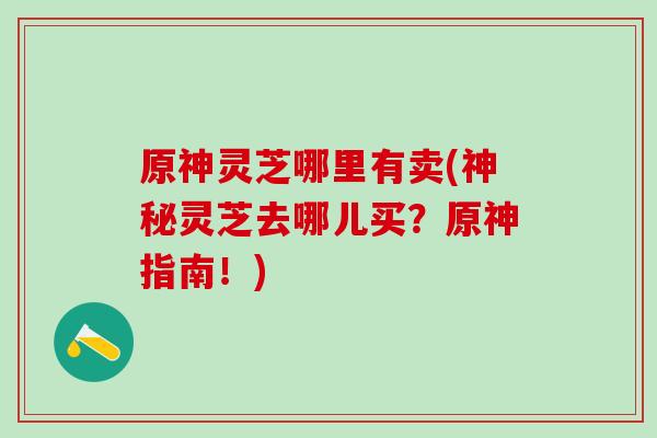 原神灵芝哪里有卖(神秘灵芝去哪儿买？原神指南！)