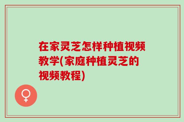 在家灵芝怎样种植视频教学(家庭种植灵芝的视频教程)