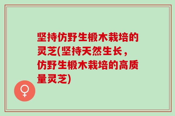 坚持仿野生椴木栽培的灵芝(坚持天然生长，仿野生椴木栽培的高质量灵芝)