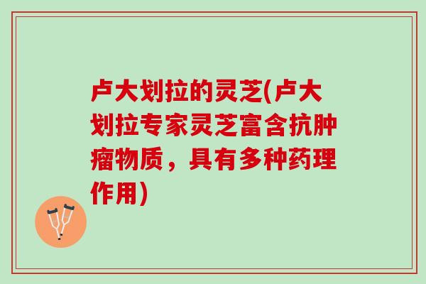 卢大划拉的灵芝(卢大划拉专家灵芝富含抗物质,具有多种药理作用) 卢大划拉的灵芝(卢大划拉专家灵芝富含抗物质,具有多种药理作用)