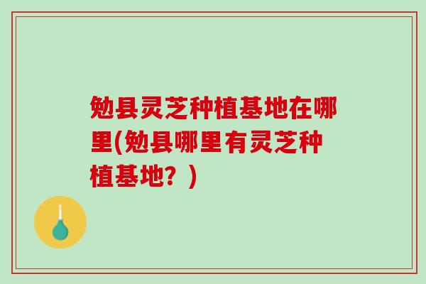勉县灵芝种植基地在哪里(勉县哪里有灵芝种植基地？)