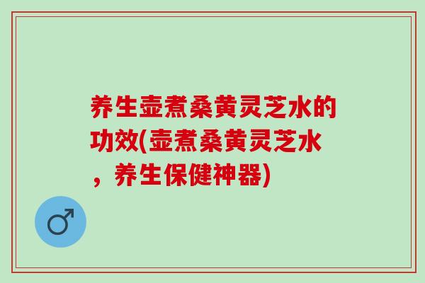 养生壶煮桑黄灵芝水的功效(壶煮桑黄灵芝水，养生保健神器)