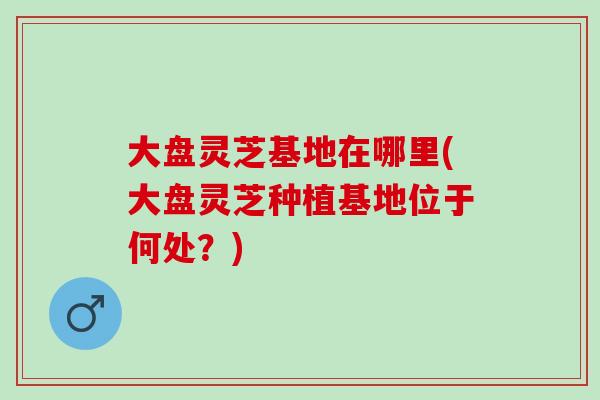 大盘灵芝基地在哪里(大盘灵芝种植基地位于何处？)
