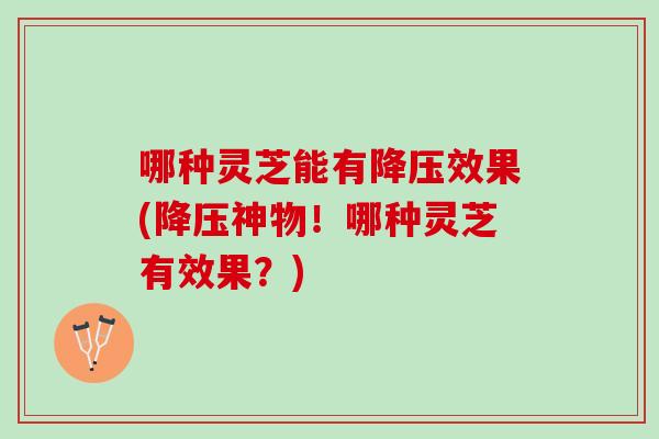哪种灵芝能有降压效果(降压神物！哪种灵芝有效果？)