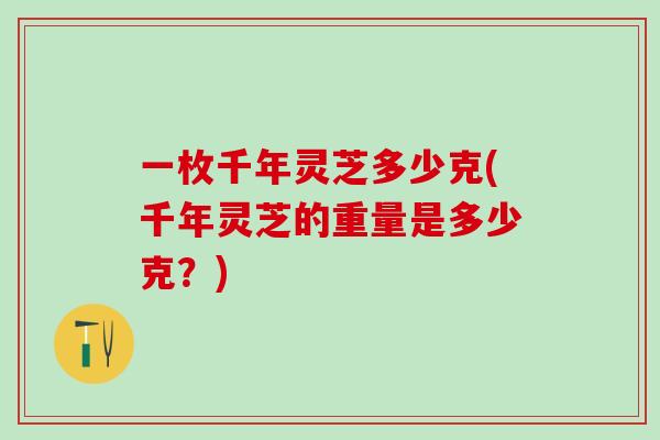 一枚千年灵芝多少克(千年灵芝的重量是多少克？)