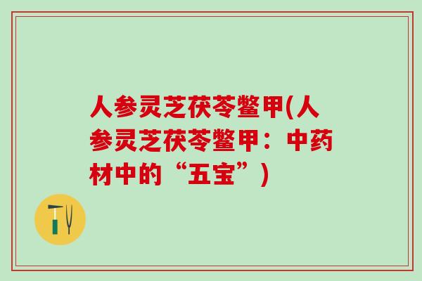 人参灵芝茯苓鳖甲(人参灵芝茯苓鳖甲：材中的“五宝”)