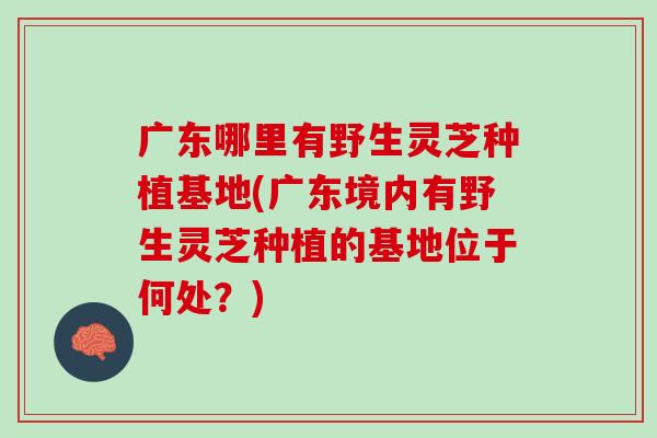 广东哪里有野生灵芝种植基地(广东境内有野生灵芝种植的基地位于何处？)