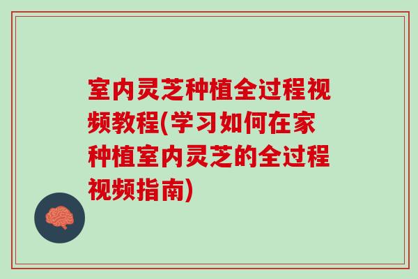 室内灵芝种植全过程视频教程(学习如何在家种植室内灵芝的全过程视频指南)
