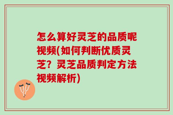 怎么算好灵芝的品质呢视频(如何判断优质灵芝？灵芝品质判定方法视频解析)
