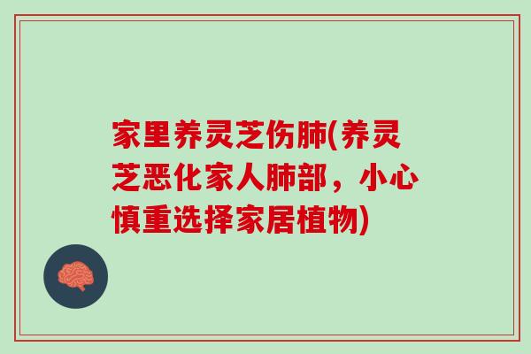 家里养灵芝伤肺(养灵芝恶化家人肺部，小心慎重选择家居植物)