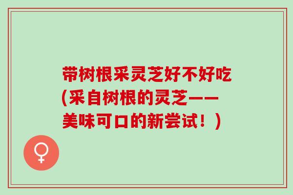 带树根采灵芝好不好吃(采自树根的灵芝——美味可口的新尝试！)
