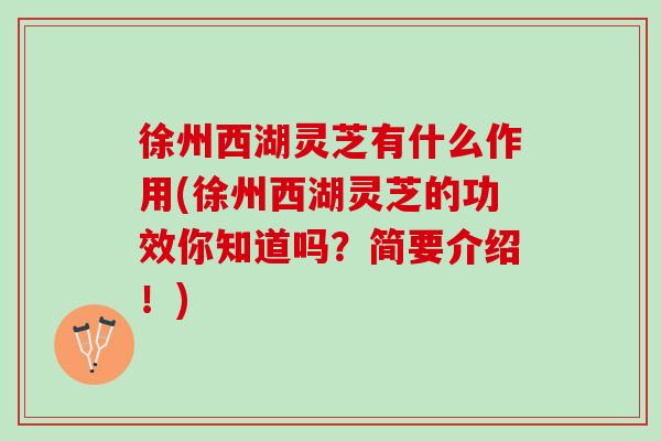 徐州西湖灵芝有什么作用(徐州西湖灵芝的功效你知道吗?简要介绍!) 徐州西湖灵芝有什么作用(徐州西湖灵芝的功效你知道吗?简要介绍!)