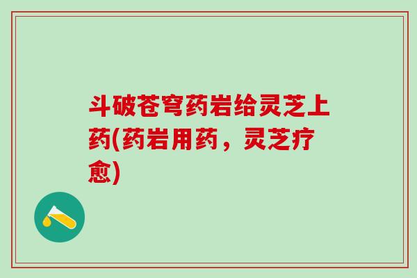 斗破苍穹药岩给灵芝上药(药岩用药，灵芝疗愈)