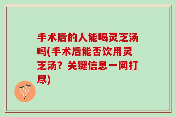 手术后的人能喝灵芝汤吗(手术后能否饮用灵芝汤？关键信息一网打尽)