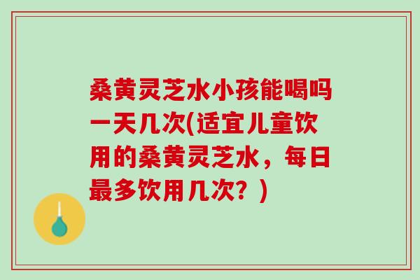 桑黄灵芝水小孩能喝吗一天几次(适宜儿童饮用的桑黄灵芝水,每日多饮用几次?) 桑黄灵芝水小孩能喝吗一天几次(适宜儿童饮用的桑黄灵芝水,每日多饮用几次?)