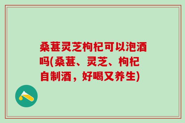 桑葚灵芝枸杞可以泡酒吗(桑葚、灵芝、枸杞自制酒，好喝又养生)