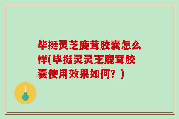 毕挺灵芝鹿茸胶囊怎么样(毕挺灵灵芝鹿茸胶囊使用效果如何？)