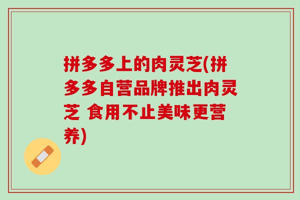 拼多多上的肉灵芝(拼多多自营品牌推出肉灵芝 食用不止美味更营养)