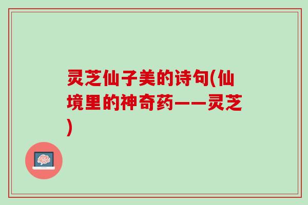 灵芝仙子美的诗句(仙境里的神奇药——灵芝)