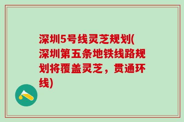 深圳5号线灵芝规划(深圳第五条地铁线路规划将覆盖灵芝，贯通环线)