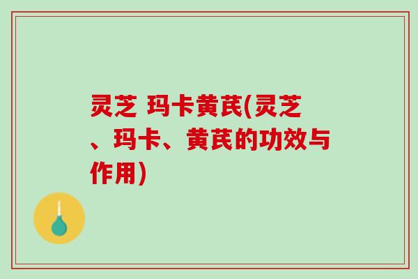灵芝 玛卡黄芪(灵芝、玛卡、黄芪的功效与作用)