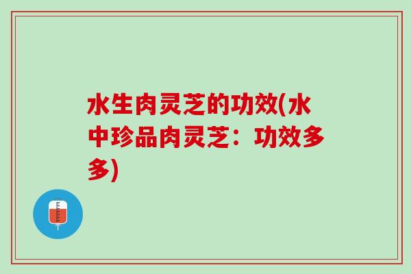水生肉灵芝的功效(水中珍品肉灵芝:功效多多) 水生肉灵芝的功效(水中珍品肉灵芝:功效多多)