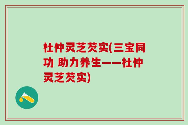 杜仲灵芝芡实(三宝同功 助力养生——杜仲灵芝芡实)