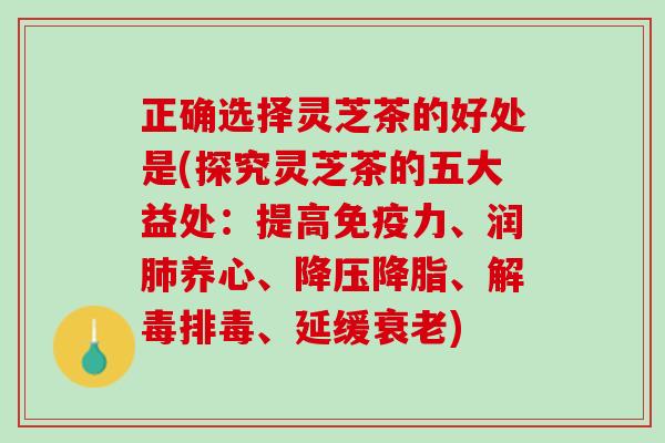 正确选择灵芝茶的好处是(探究灵芝茶的五大益处:提高免疫力、润养心、、、延缓) 正确选择灵芝茶的好处是(探究灵芝茶的五大益处:提高免疫力、润养心、、、延缓)