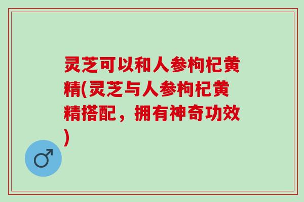 灵芝可以和人参枸杞黄精(灵芝与人参枸杞黄精搭配,拥有神奇功效) 灵芝可以和人参枸杞黄精(灵芝与人参枸杞黄精搭配,拥有神奇功效)