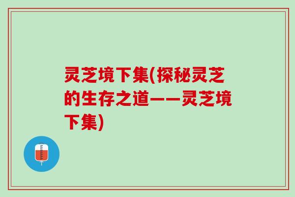 灵芝境下集(探秘灵芝的生存之道——灵芝境下集) 灵芝境下集(探秘灵芝的生存之道——灵芝境下集)