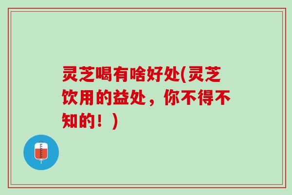 灵芝喝有啥好处(灵芝饮用的益处，你不得不知的！)