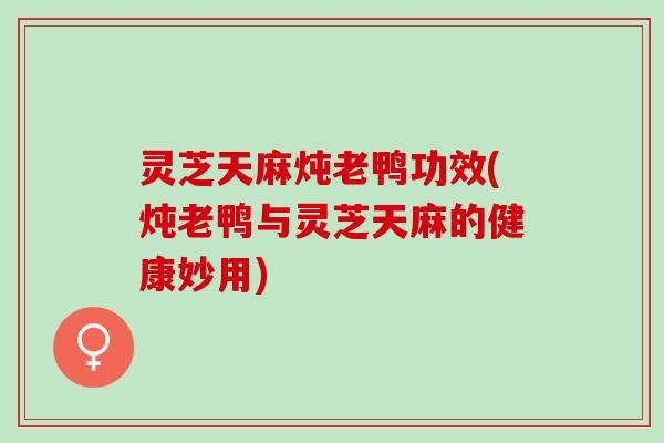 灵芝天麻炖老鸭功效(炖老鸭与灵芝天麻的健康妙用)