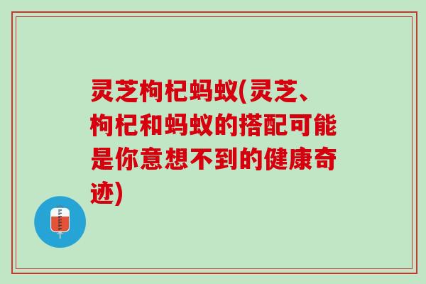 灵芝枸杞蚂蚁(灵芝、枸杞和蚂蚁的搭配可能是你意想不到的健康奇迹)