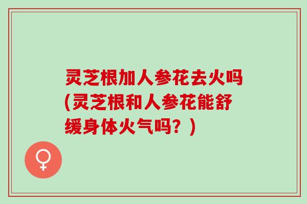 灵芝根加人参花去火吗(灵芝根和人参花能舒缓身体火气吗？)
