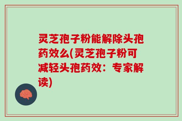 灵芝孢子粉能解除头孢药效么(灵芝孢子粉可减轻头孢药效：专家解读)