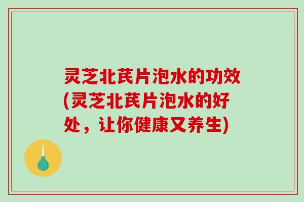 灵芝北芪片泡水的功效(灵芝北芪片泡水的好处，让你健康又养生)