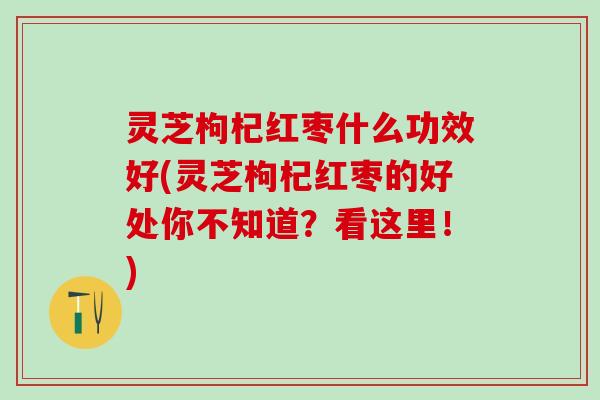 灵芝枸杞红枣什么功效好(灵芝枸杞红枣的好处你不知道?看这里!) 灵芝枸杞红枣什么功效好(灵芝枸杞红枣的好处你不知道?看这里!)