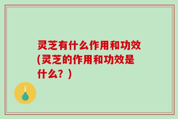 灵芝有什么作用和功效(灵芝的作用和功效是什么?) 灵芝有什么作用和功效(灵芝的作用和功效是什么?)
