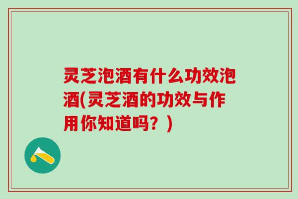 灵芝泡酒有什么功效泡酒(灵芝酒的功效与作用你知道吗？)