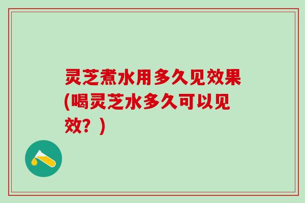 灵芝煮水用多久见效果(喝灵芝水多久可以见效？)