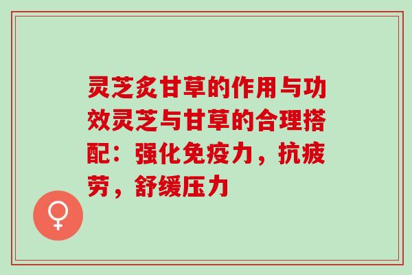 灵芝炙甘草的作用与功效灵芝与甘草的合理搭配：强化免疫力，抗疲劳，舒缓压力