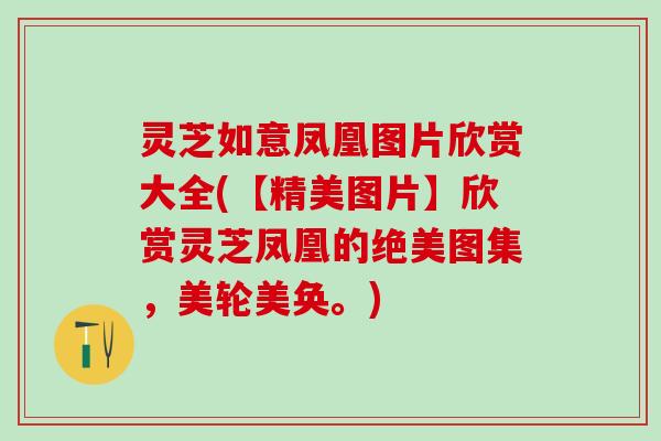 灵芝如意凤凰图片欣赏大全(【精美图片】欣赏灵芝凤凰的绝美图集，美轮美奂。)