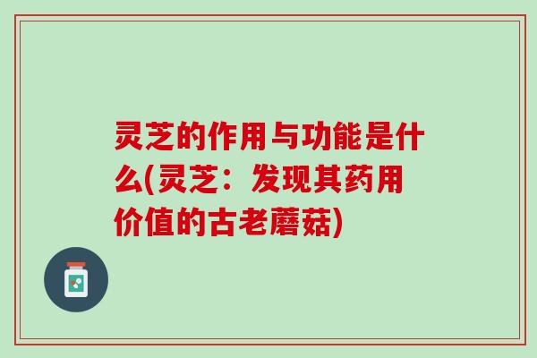灵芝的作用与功能是什么(灵芝：发现其药用价值的古老蘑菇)