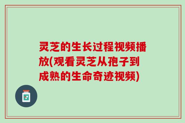 灵芝的生长过程视频播放(观看灵芝从孢子到成熟的生命奇迹视频) 灵芝的生长过程视频播放(观看灵芝从孢子到成熟的生命奇迹视频)