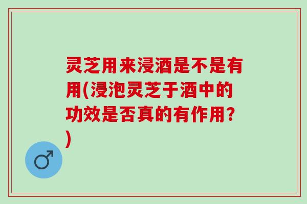 灵芝用来浸酒是不是有用(浸泡灵芝于酒中的功效是否真的有作用？)
