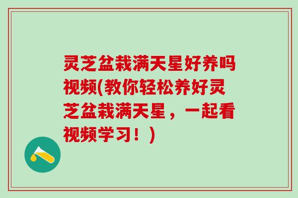 灵芝盆栽满天星好养吗视频(教你轻松养好灵芝盆栽满天星，一起看视频学习！)