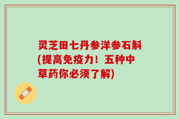 灵芝田七丹参洋参石斛(提高免疫力！五种中草药你必须了解)