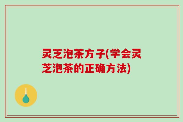 灵芝泡茶方子(学会灵芝泡茶的正确方法)