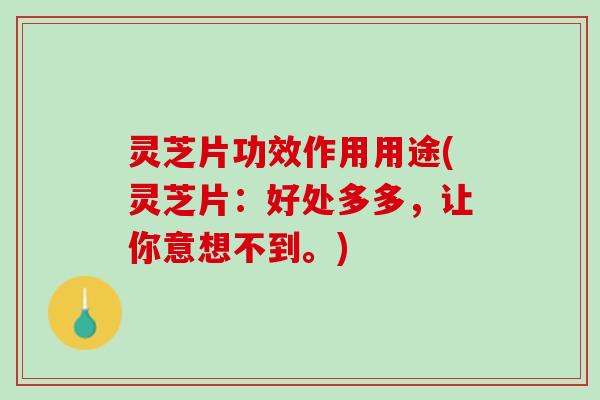 灵芝片功效作用用途(灵芝片：好处多多，让你意想不到。)